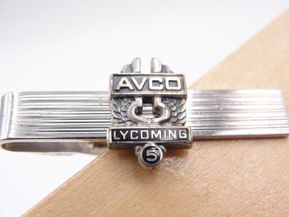 Vtg STERLING Silver AVCO LYCOMING 5 Year Service Tie Clip Bar Robbins Attleboro